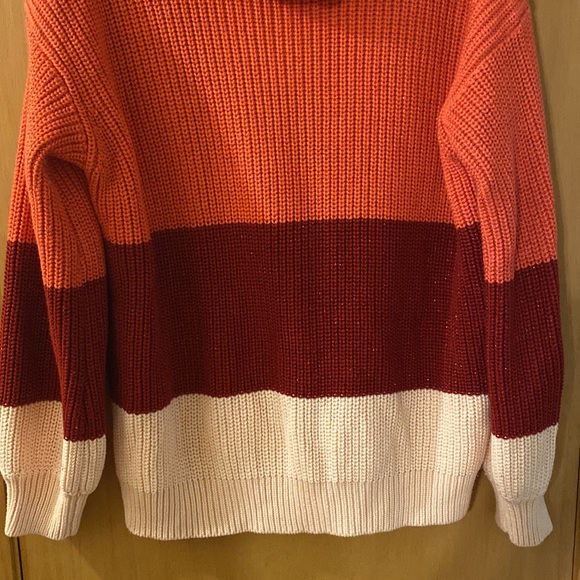 Skies are Blue Colorblock Striped Cowl Neck Sweater Pink Coral Size Small - Picture 4 of 10